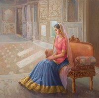 Aurangzib Hanjra, 29 x 29 Inch, Oil on Canvas, Figurative Painting, AC-AZH-031